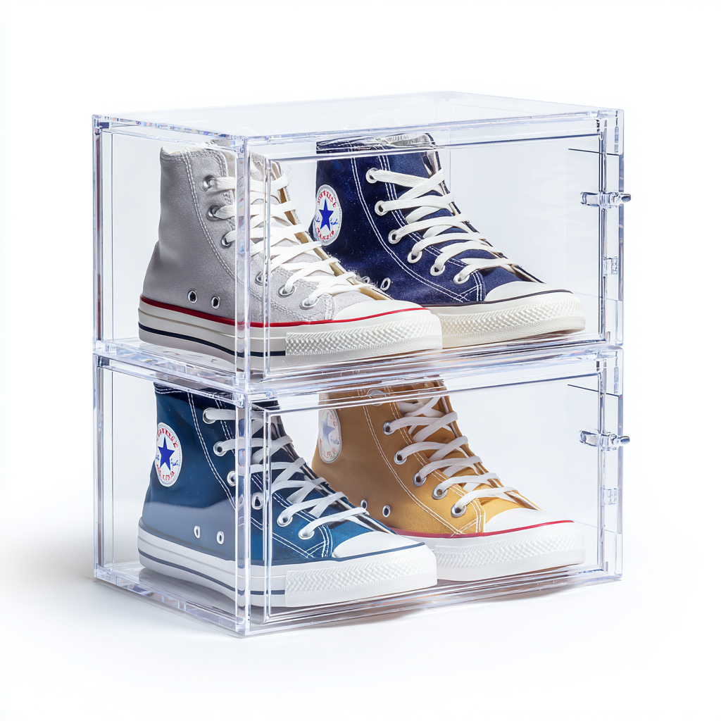 Clear Magnetic Drop-Front Shoe Box (Set of 6)
