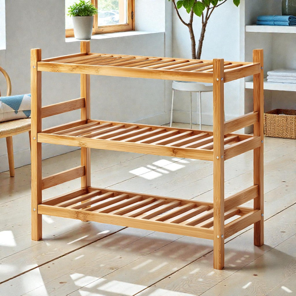 3-Tier Natural Bamboo Shoe Rack