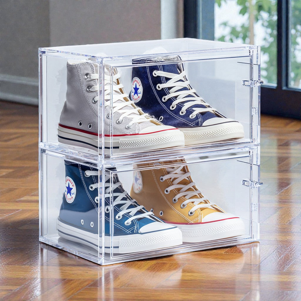 Clear Magnetic Drop-Front Shoe Box (Set of 6)